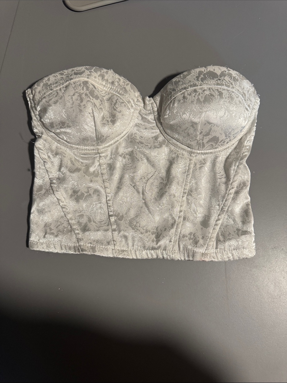White Floral white silk  Bustier crop top